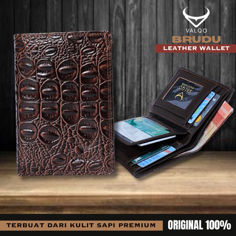 VALQO  BRUDU DOMPET KULIT PRIA COWOK MOTIF BUAYA 100% ORIGINAL KULIT SAPI