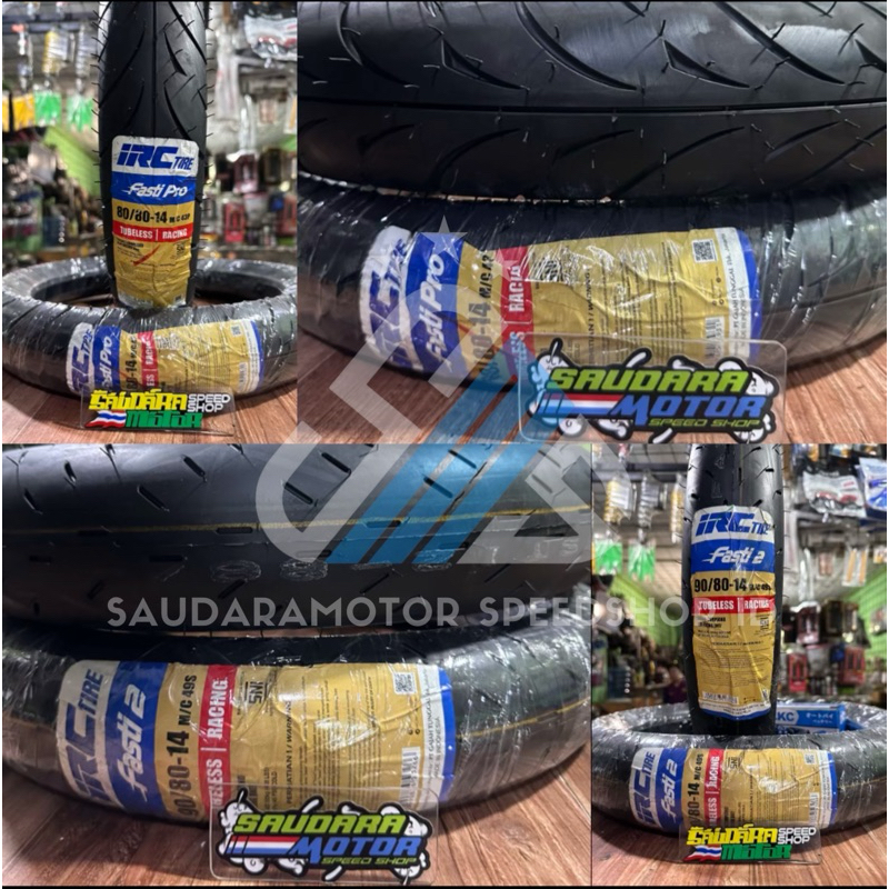 BAN LUAR TUBELESS IRC (RING 14) 80 / 80 - 14 (FASTI PRO) & 90 / 80 - 14 (FASTI 2) SOFT COMPOUND (RAC
