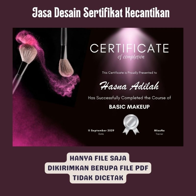 [TIDAK DICETAK]JASA DESAIN SERTIFIKAT MAKEUP| SERTIFIKAT MAKEUP| SERTIFIKAT KECANTIKAN