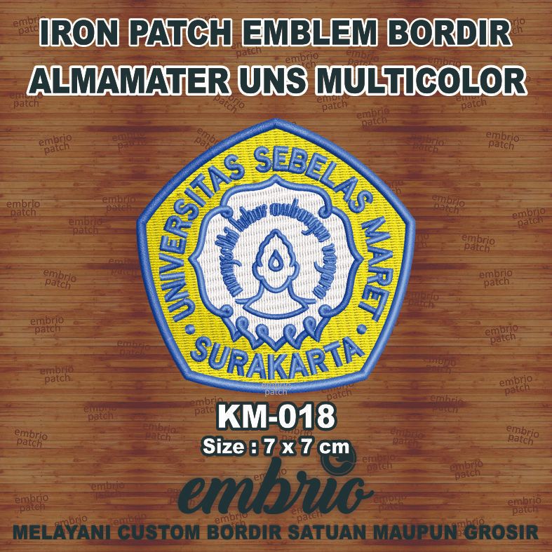 KM-018 Patch UNS emblem bordir logo Almamater Universitas Negeri Surakarta Sebelas Maret Solo - Defa
