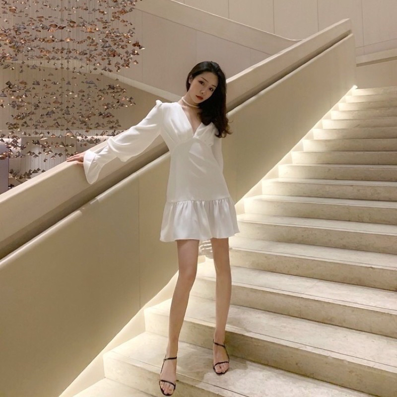 PROMO gaun putih white dress casual korea fashion baju wanita import murah