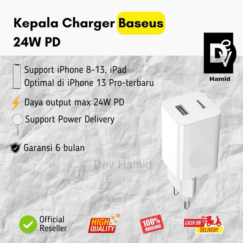 Baseus Kepala Charger Fast Charging QC 3.0 PD 24W Android iPhone