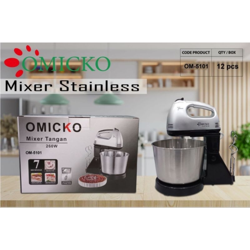 MIXER PLATINUM MANGKOK STAINLESS BERPUTAR STAND MIXER OMICKO
