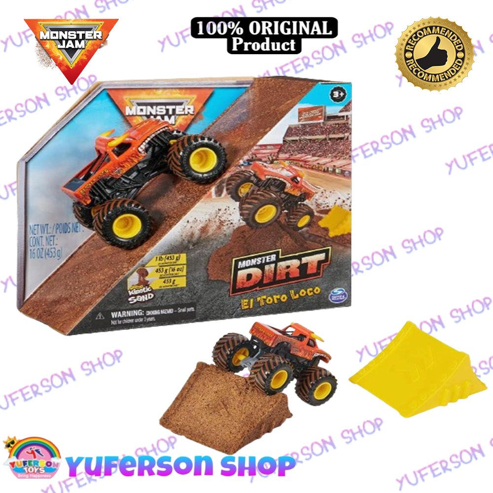 Monster Jam Dirt El Toro Loco kinetic sand spin master truck
