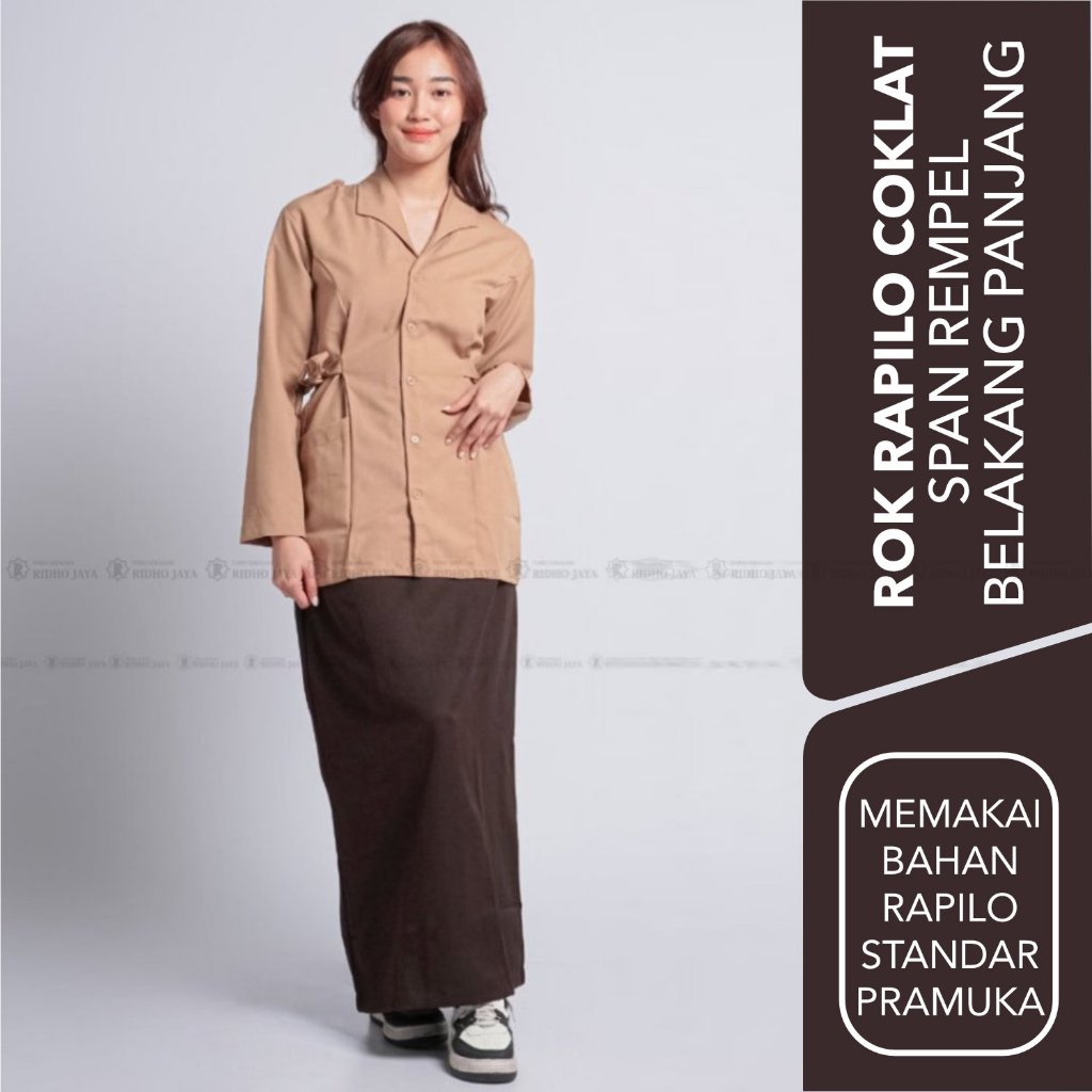 RDIHO JAYA - Rok Span Coklat Rapilo Rafilo  Rempel Belakang Panjang Rok Pramuka Rok Sekolah | Rok Pr