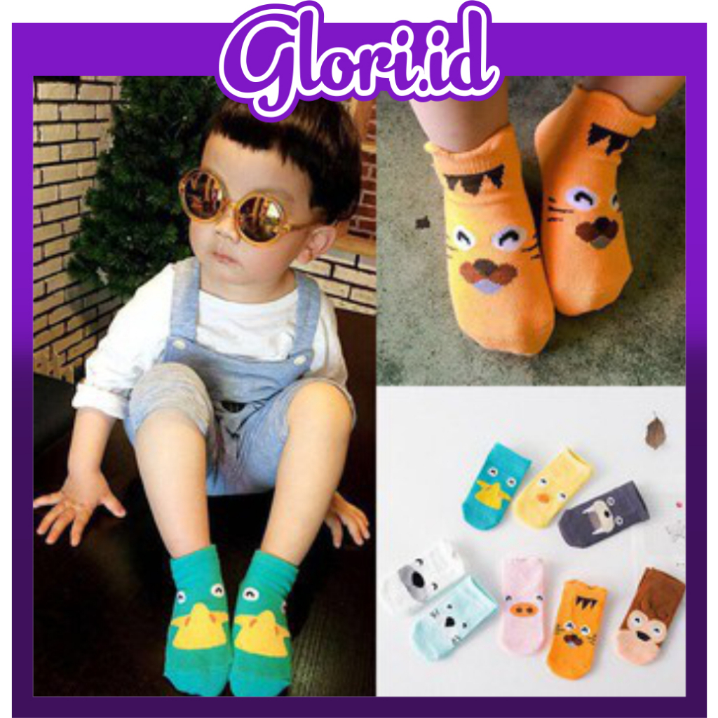 GLORI.ID Kaos Kaki Bayi Motif Hewan Kaos kaki Anak Karakter KaosKaki Anti Slip Baby Socks Animal Cut