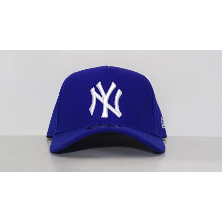 Topi Premium NY Putih Bahan Twill Cotton Biru Import