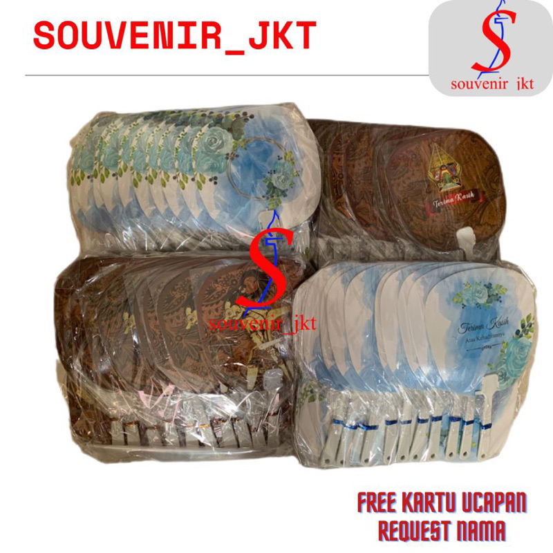 50pcs Souvenir Pernikahan Kipas Shabby/ souvenir kipas wayang/souvenir kipas wedding kemas plastik