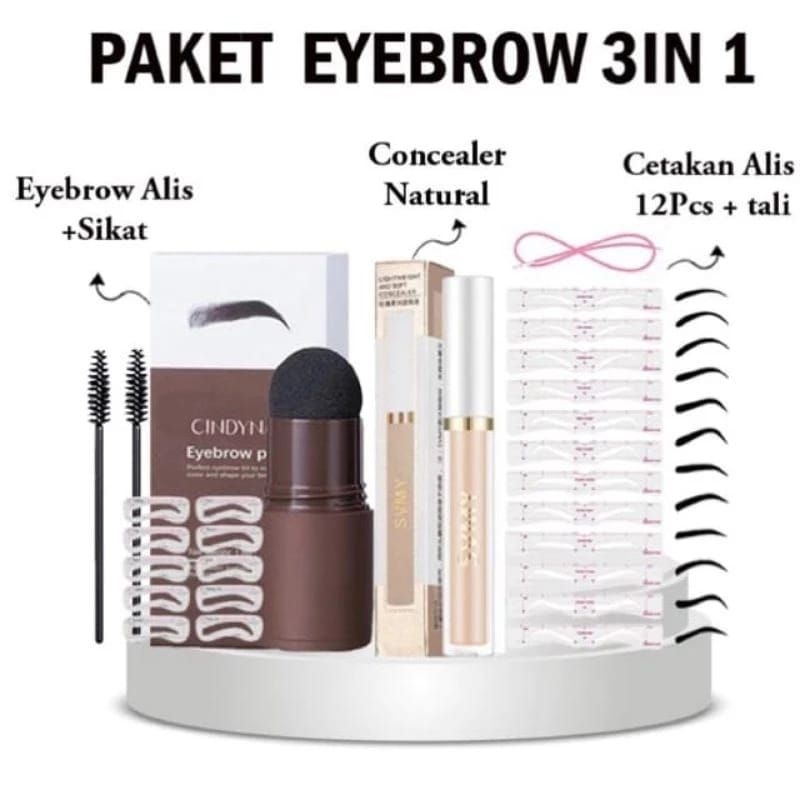 Paket Hemat Ngalis simpel viral eyebrow stamp 3in1 cetakan alis