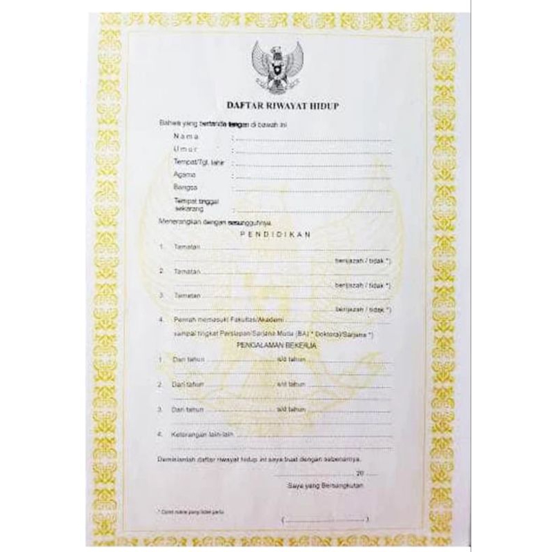 

KERTAS DAFTAR RIWAYAT HIDUP