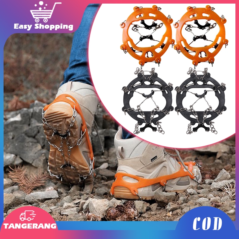 1 Pasang Alas Sepatu Salju 8 Gigi Alas Sepatu Paku Anti Slip Alas Sepatu Mendaki Untuk Berjalan Di S
