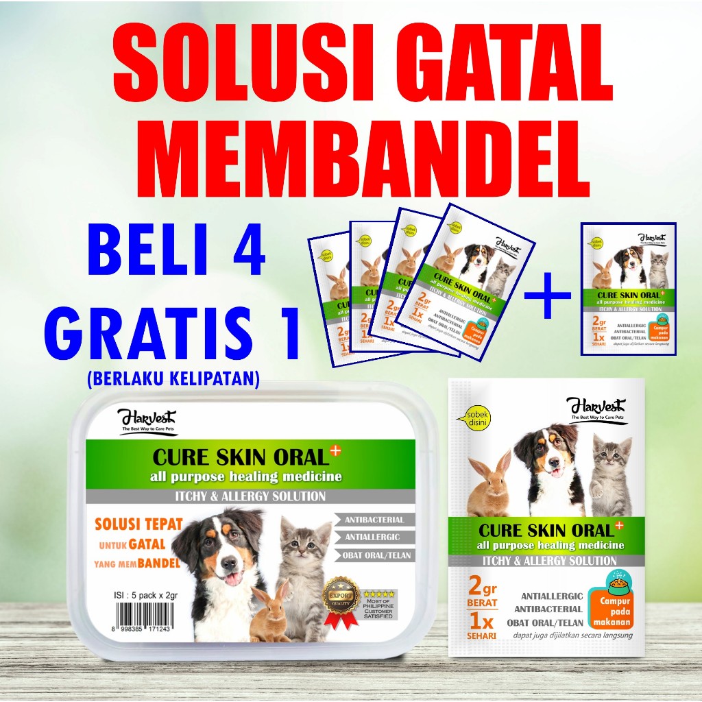 Obat oral minum kucing anjing gatal membandel over protein alergi infeksi - Harvest Cure Skin Oral -