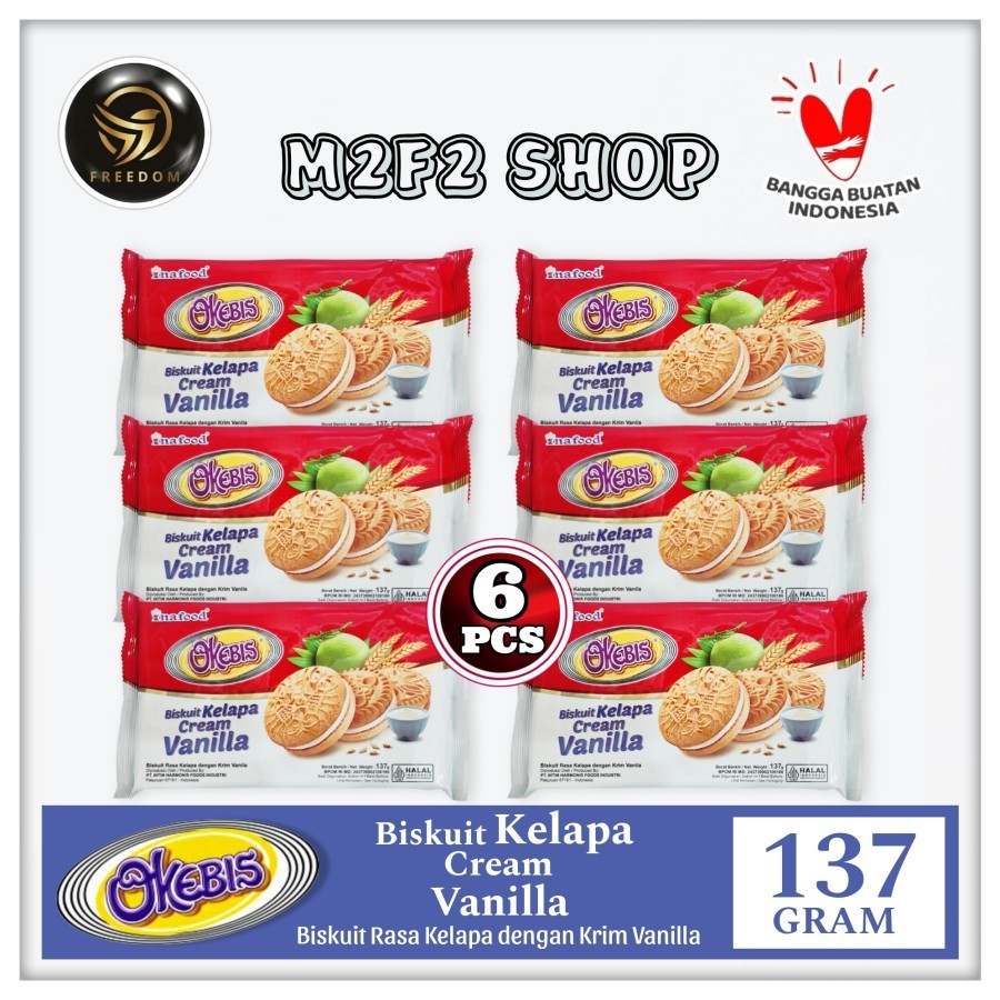 

Okebis Biskuit Kelapa Cream Vanilla | Krim Vanila - 137 gr (Kemasan 6 Pcs)