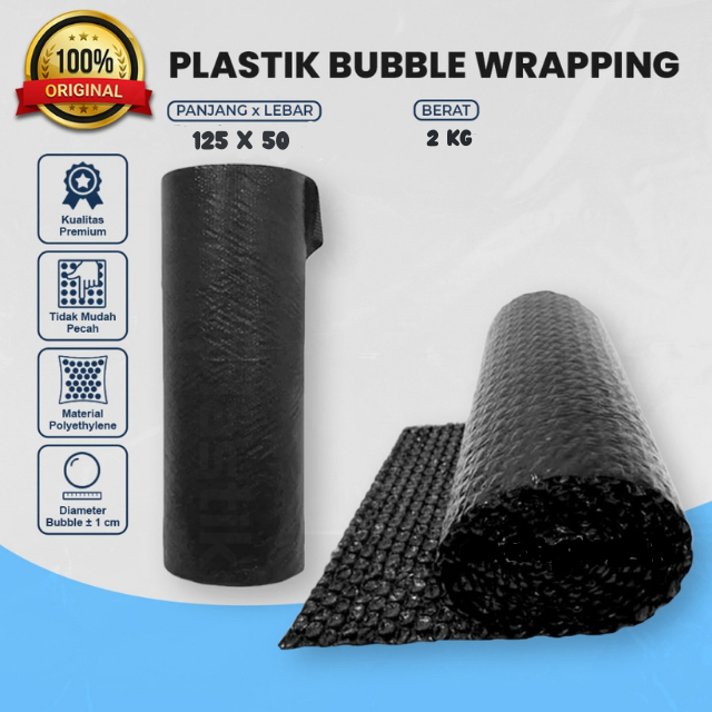 

TUYUN STORE Plastik Bubble Wrap Hitam Roll 125cm x 50cm 2 Kg Super Tebal