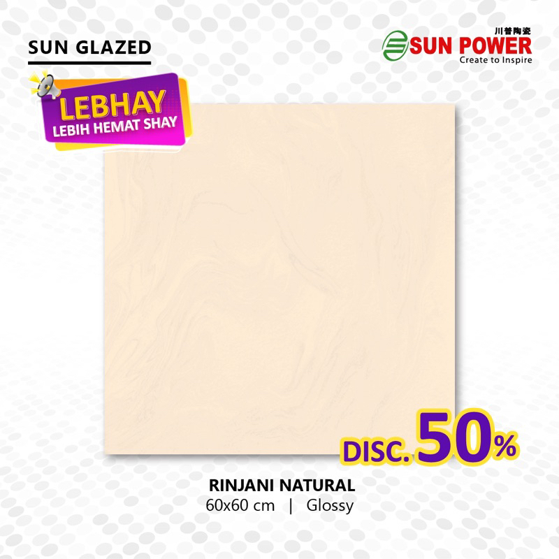 Keramik Lantai Body Putih Glossy - Rinjani Natural 60x60 | Sun Power