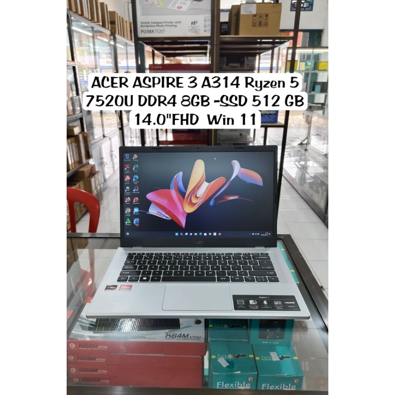 LAPTOP ACER ASPIRE 3 A314 AMD RYZEN 5 7520U 8GB -SSD 512GB 14" WINDOWS 11