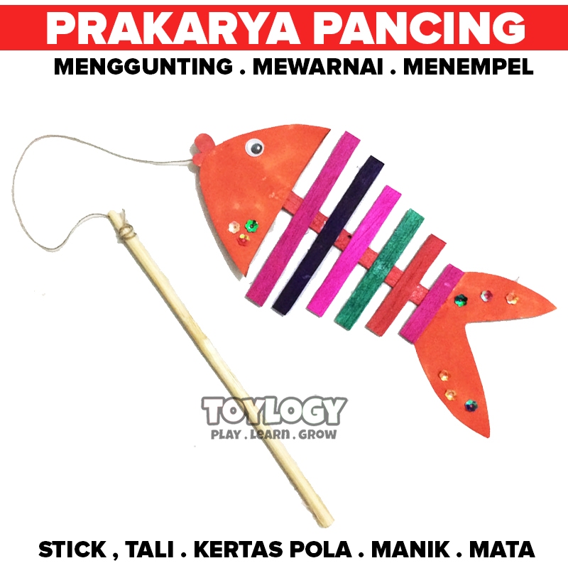 Mainan Anak Edukasi Kerajinan Tangan Diy Stik Es Krim Sedotan Ikan Prakarya Pancingan Bentuk Fish