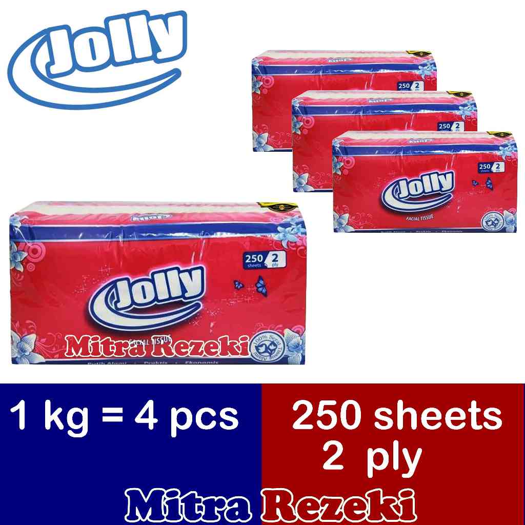 JOLLY FACIAL TISSUE  (4 buah)   250 SHEET 2 PLY    TISU WAJAH