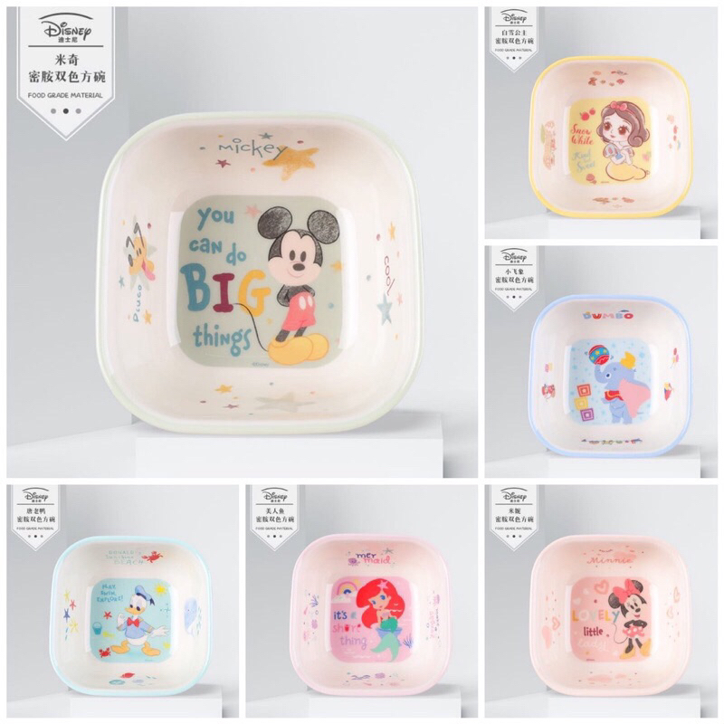 mangkok melamin kotak persegi mewah karakter mickey minnie mouse disney couple set lucu