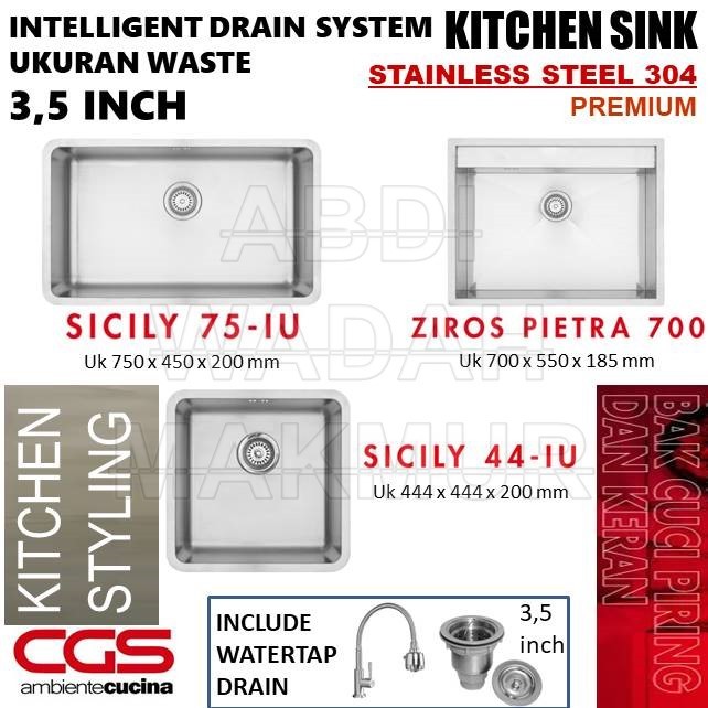 KITCHEN SINK STAINLESS 304 PREMIUM ( CGS ) SICILY & ZIROS SERIES