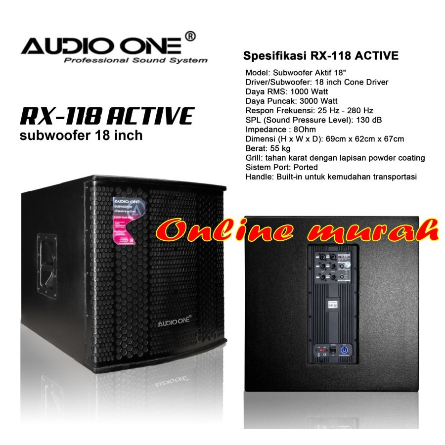 subwoofer aktif audio one rx118 / rx 118 18 inch 1 buah original