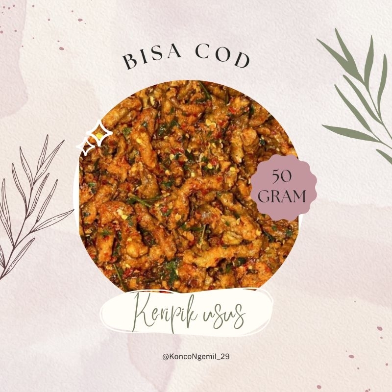 

(MIN ORDER 2) KERIPIK USUS/KRIPSUS PEDAS DAUN JERUK 50 GRAM