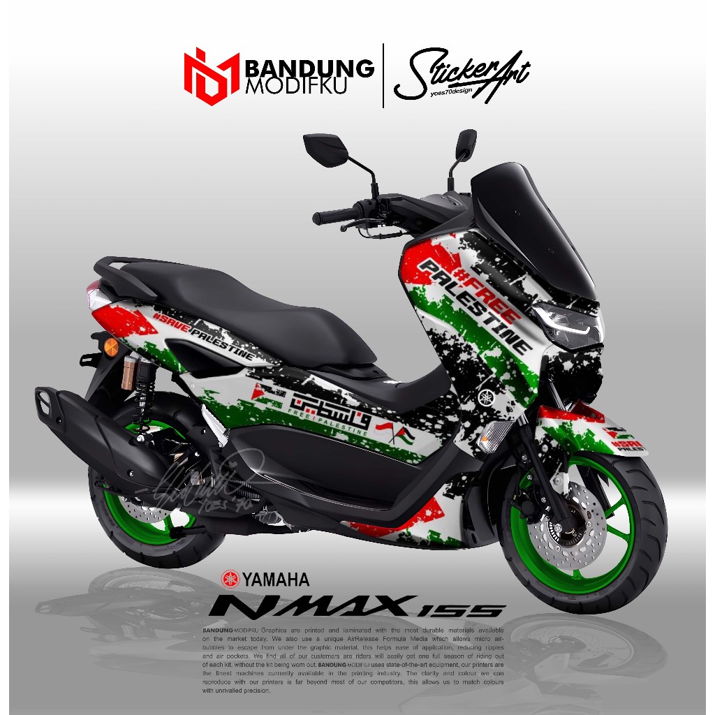 STICKER MOTOR NMAX NEW - MOTIF PALESTINA - DECAL NMAX 2020 2021 2022 NEW - STIKER FULL BLOK NMAX 202