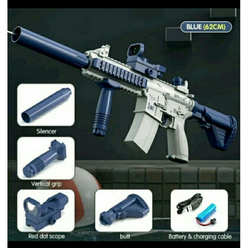 Mainan Pistol Air Elektrik (Auto Water Gun) Tembakan Sniper Auto Watergun HK416 Battle Water / sempr