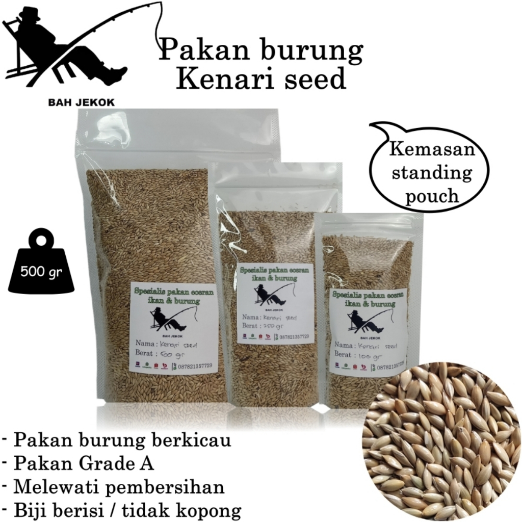 Pakan burung biji kenari untuk Kenari Finch Blackthroat Parkit Lovebird dll (500gr).