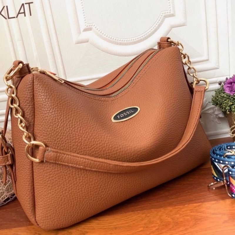 RUBAMA/tas selempang foss wanita bahan kulit jeruk