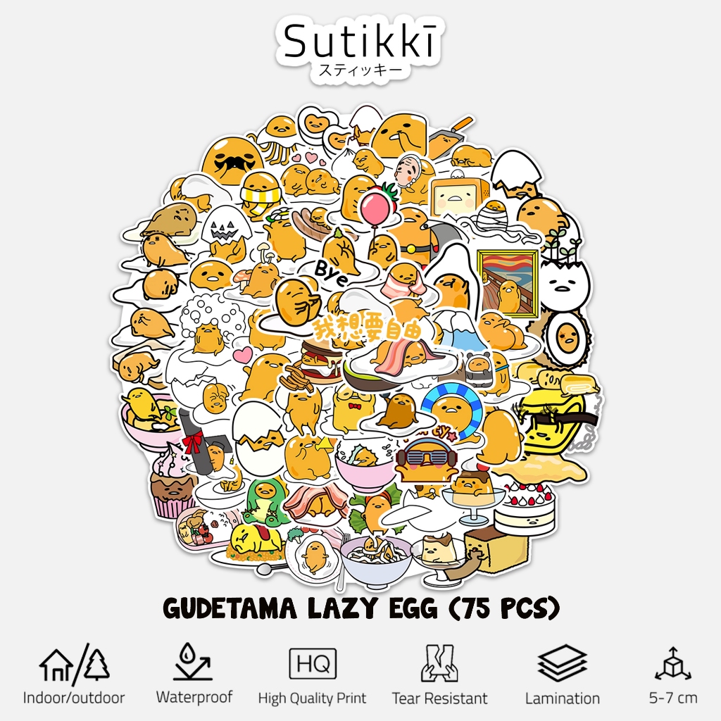 

Sutikki | Sticker Pack Gudetama Lazy Egg Sanrio Japan Anime Culture Laptop Vinyl Tumbler Doodle Jepang