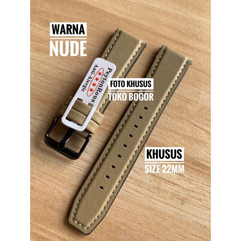 Strap tali jam tangan kombinasi kulit karet nude 22mm