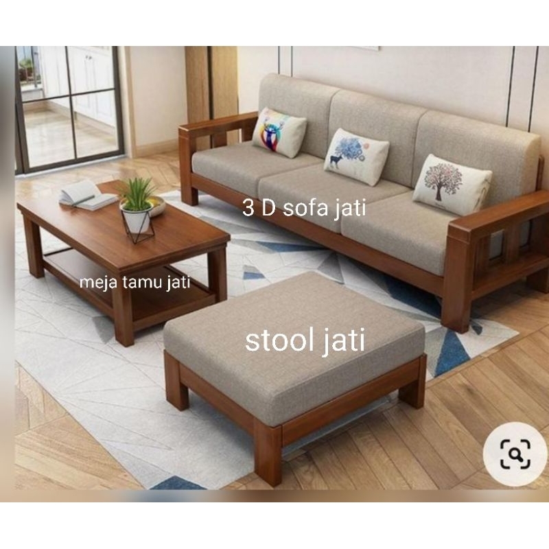 sofa tamu minimalis modern bahan kayu jati sofa tamu meja tamu jati mewah premium