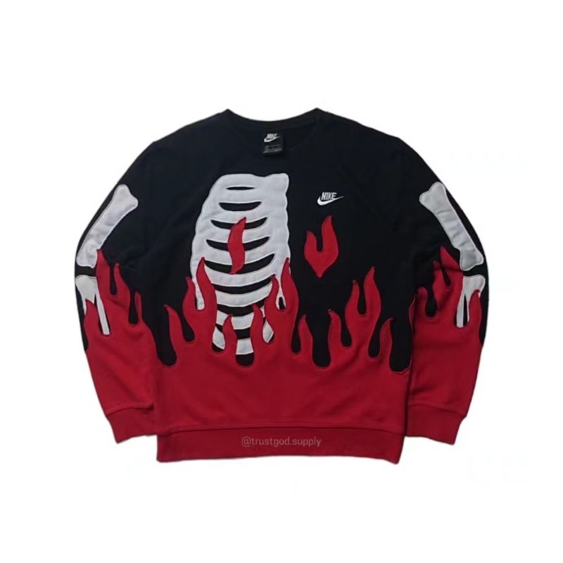 REWORK NIKE FLAME SKELETON CREWNECK
