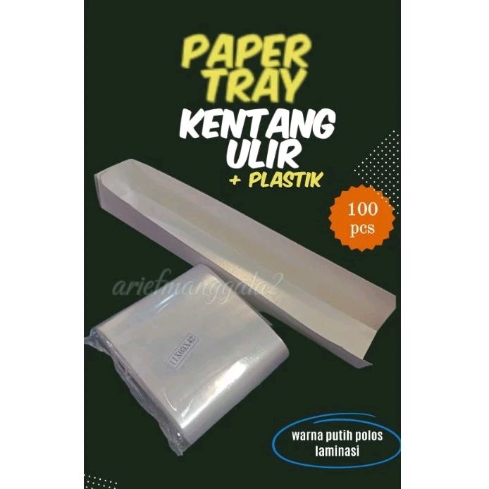 

paper tray+plastik kentang ulir / cumi bakar dll