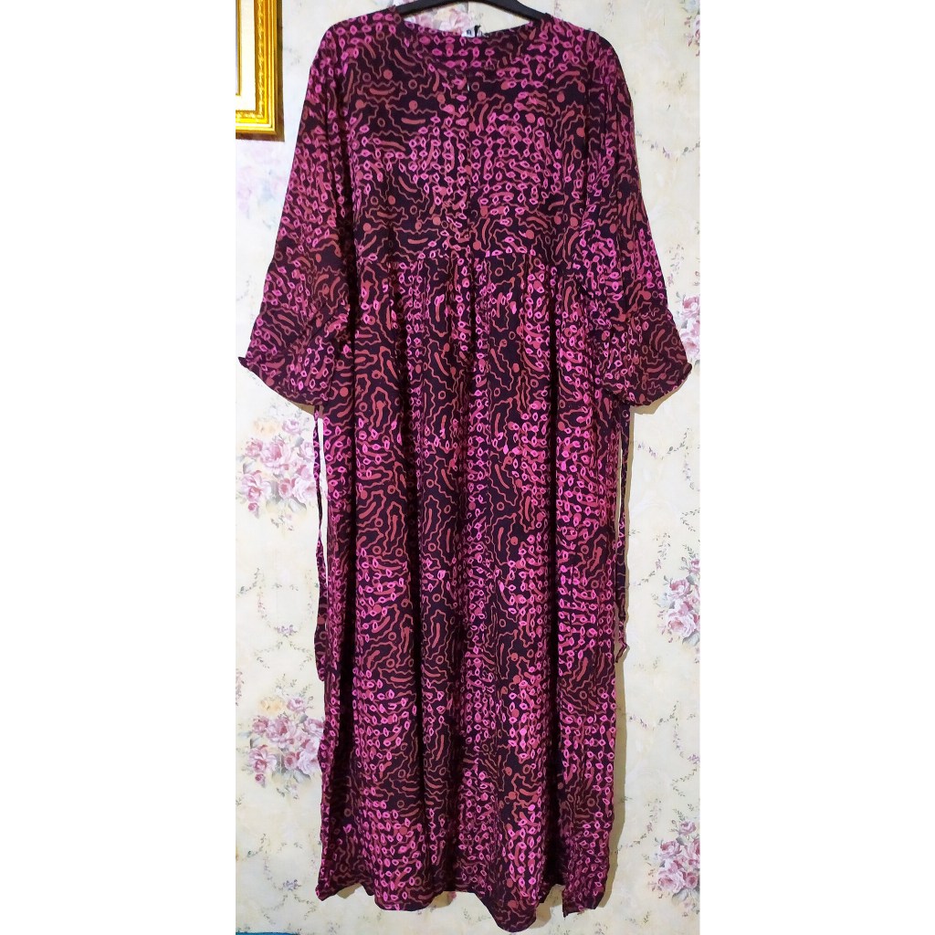 Longdress Daster Batik Huza Super Jumbo J-12114 L Wiru Oval Resi JMB | Dress Wanita