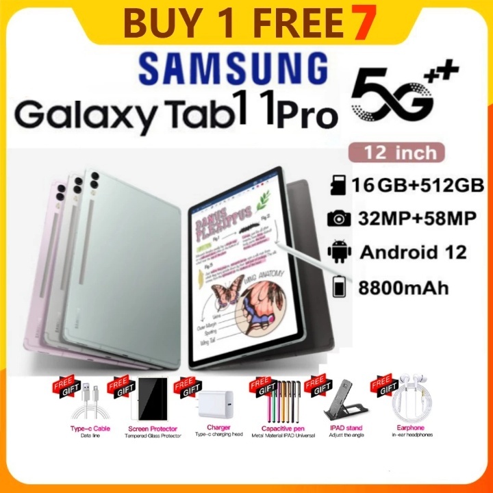 SAMSUMG Tablet PC Asli Baru Galaxy Tab S11 Ultra S11+ [16GB+512GB] Tablet Android 12.0 11.0inch Layar Full Screen Layar Besar Wifi 5G Dual SIM Tablet untuk Anak anak SAMSUNG