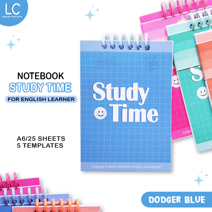 

LC Note Book Study Time, Buku Catatan A6 Belajar Bahasa, Note Book Template Lucu/Dodger Blue