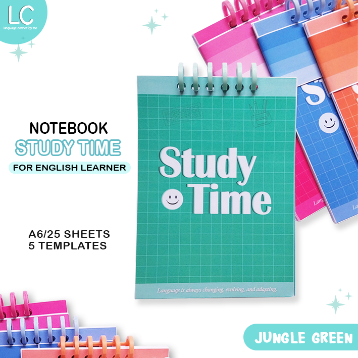 

LC Note Book Study Time, Buku Catatan A6, Belajar Bahasa, NoteBook Template Lucu -Jungle Green