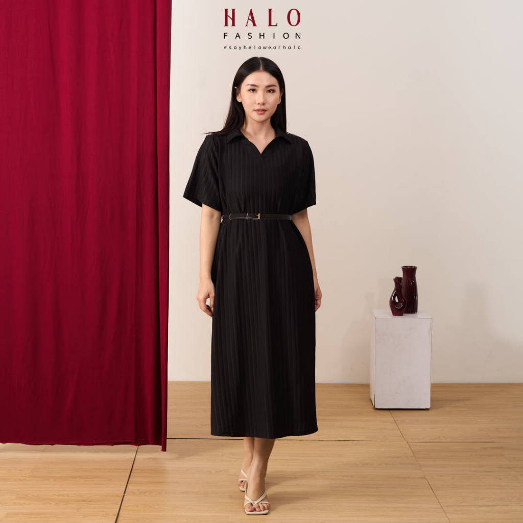 [HaloFashion] Vania Dress Polo Casual Knit Hornets - Dress Big Size Fashion Korea