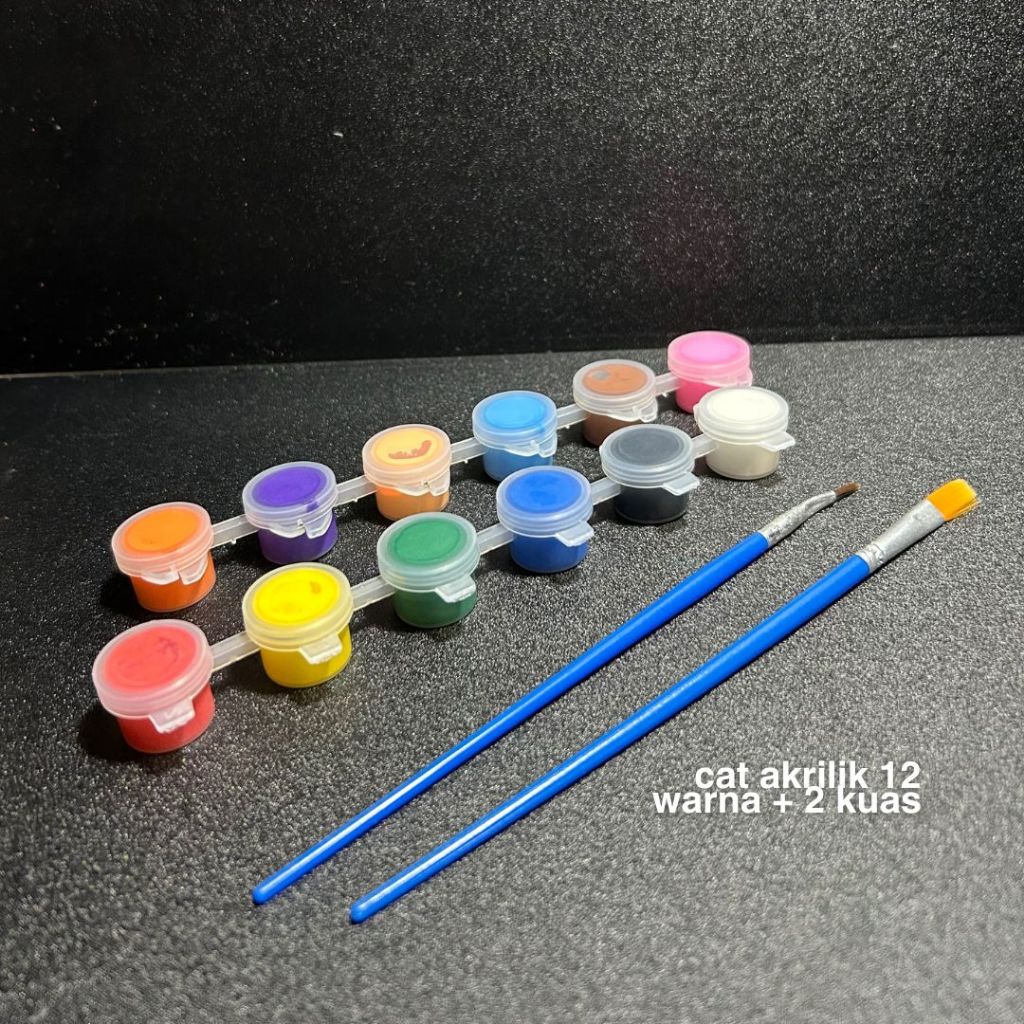 

cat akrilik 12 warna + 2 kuas