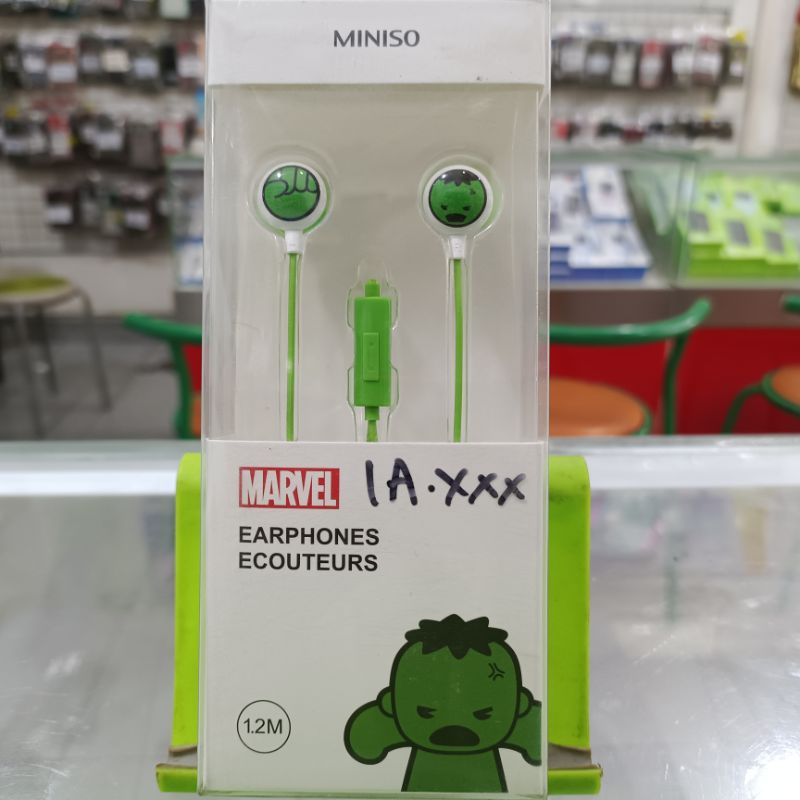 Earphone Kabel Miniso karakter Marvel Hulk