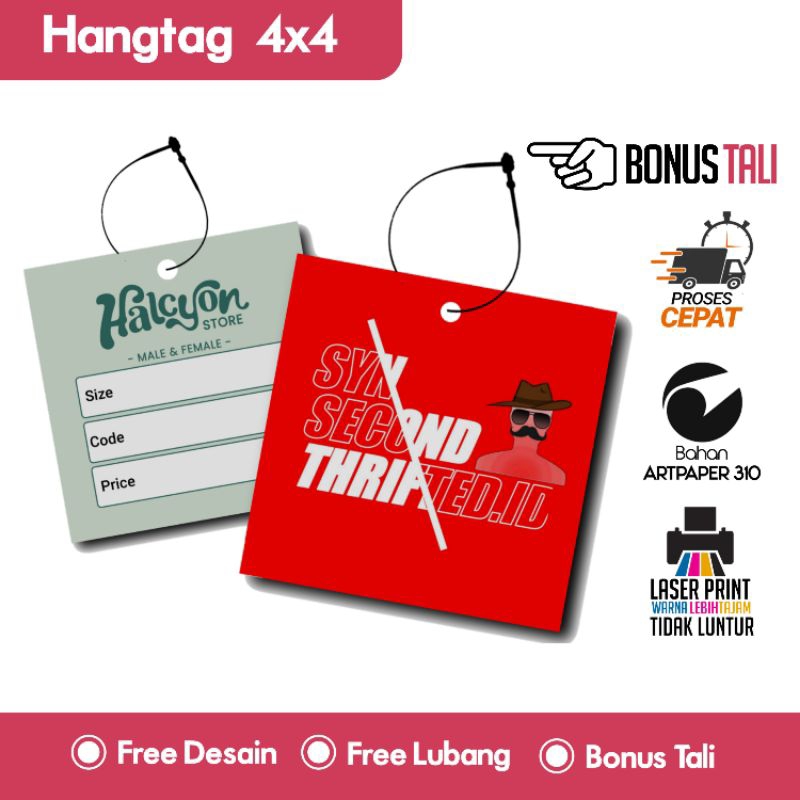 

Hang Tag Baju (FREE DESIGN) - Label Baju - Cetak Hangtag Baju - Label - Hangtag 4x4