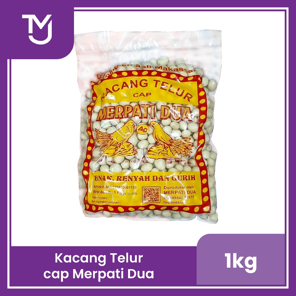 

Kacang Telur Cap Merpati Dua Oleh-oleh khas Makassar 1kg 1000gr