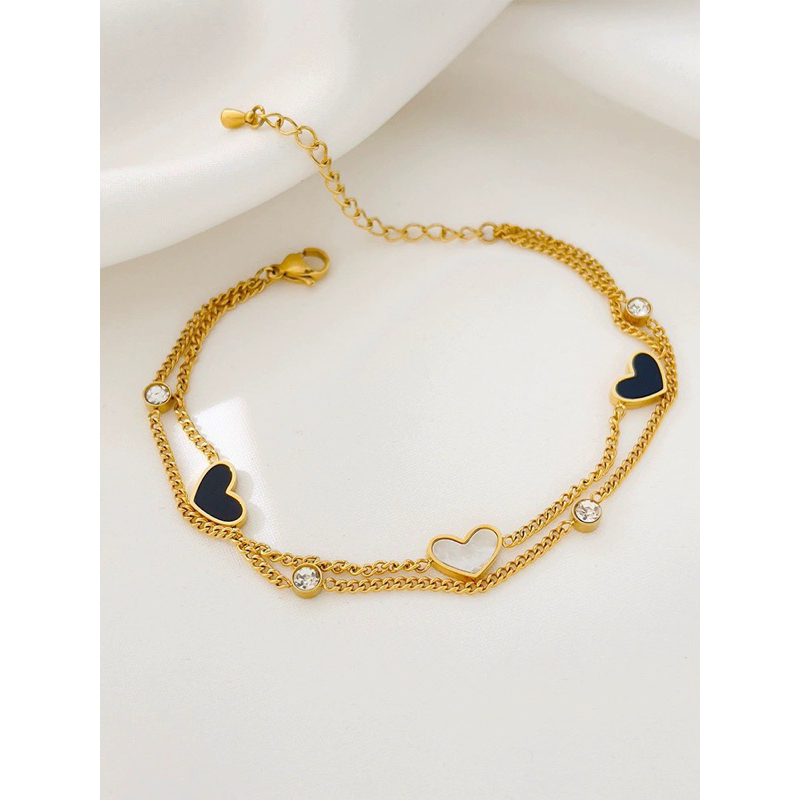 Gelang 2 Layer Model Love Titanium Asli Anti Karat Gelang Tangan Wanita Premiun Desaign Elegan