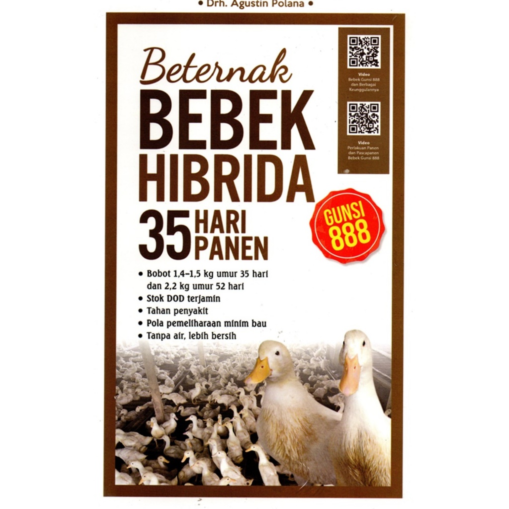 Buku Peternakan - Beternak Bebek Hibrida Gunsi 888 35 Hari Panen - Agustin Polana - Agromedia - Bumi