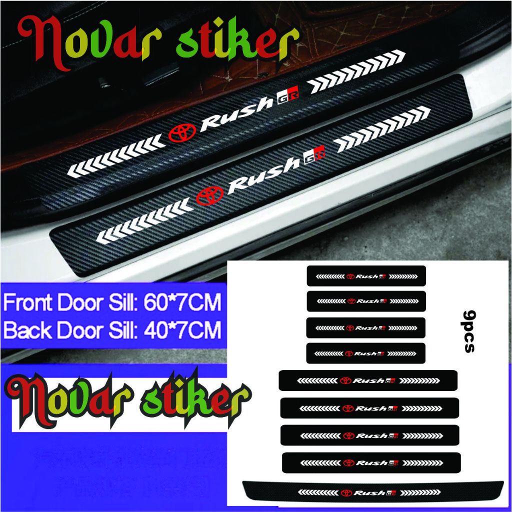 9pcs stiker karbon pijakan kaki mobil Rush GR stiker pelindung pintu mobil toyota rush