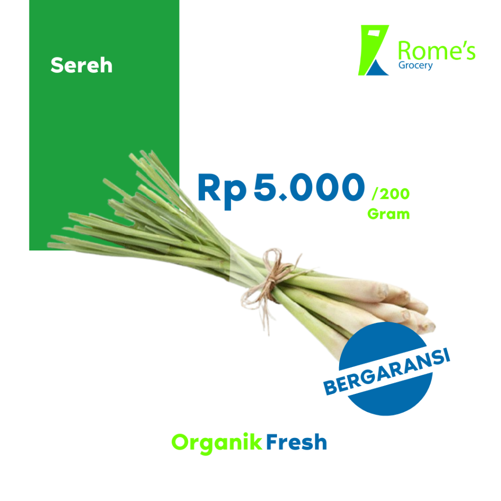 

Sereh | 100gr | Fresh&Organik | Bergaransi | Rome's Grocery