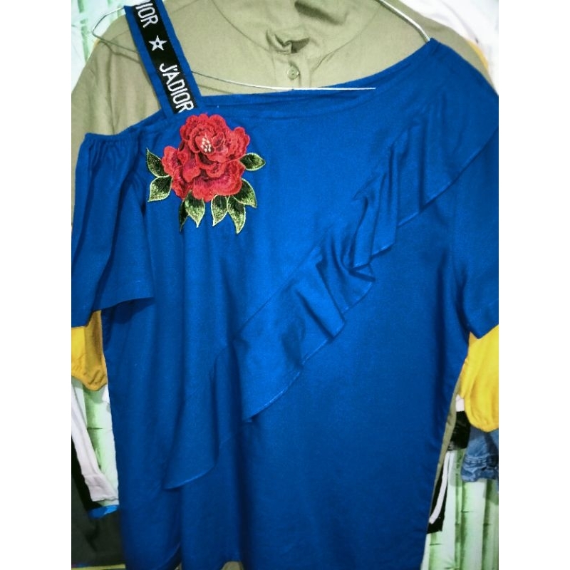 baju wanita sabrina motif bunga bordir