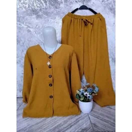 LD 110.120.130CM XL XXL XXXL SETELAN ANDIN, KANCING JUMBO//SET CRINKLE AIRFLOW POLOS LENGAN PANJANGI